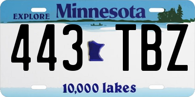 MN license plate 443TBZ