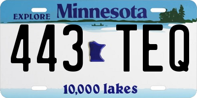 MN license plate 443TEQ