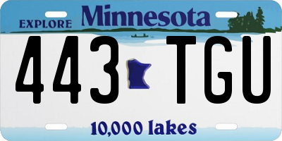 MN license plate 443TGU