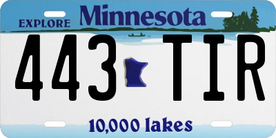 MN license plate 443TIR