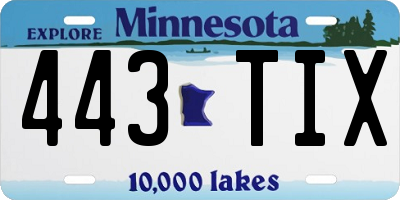 MN license plate 443TIX