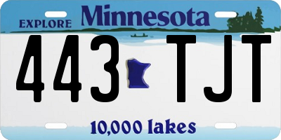 MN license plate 443TJT