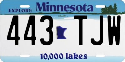 MN license plate 443TJW