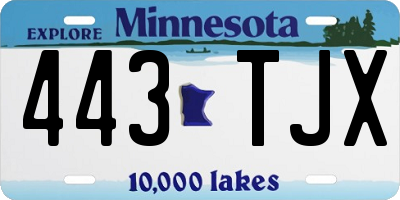 MN license plate 443TJX