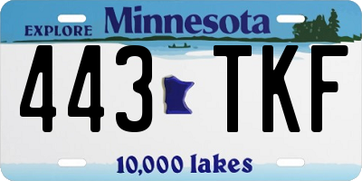 MN license plate 443TKF
