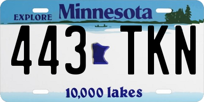MN license plate 443TKN