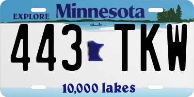 MN license plate 443TKW