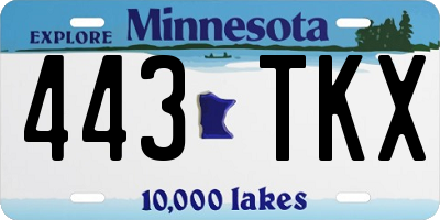 MN license plate 443TKX
