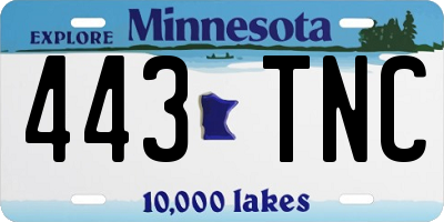 MN license plate 443TNC