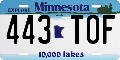 MN license plate 443TOF