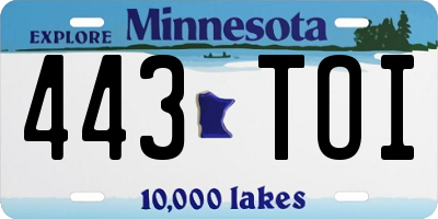 MN license plate 443TOI