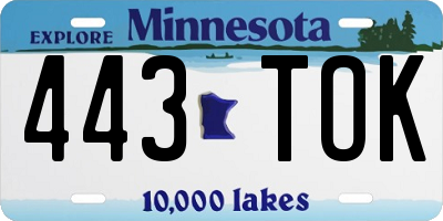MN license plate 443TOK