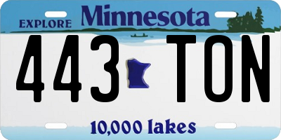 MN license plate 443TON