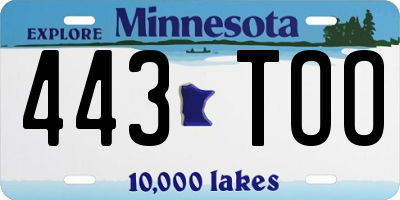 MN license plate 443TOO
