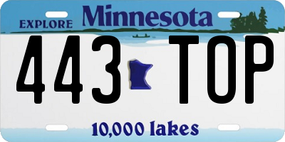 MN license plate 443TOP