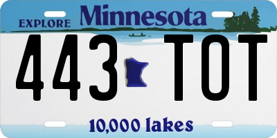 MN license plate 443TOT