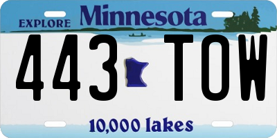 MN license plate 443TOW