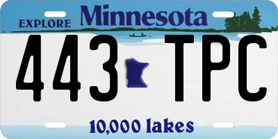 MN license plate 443TPC