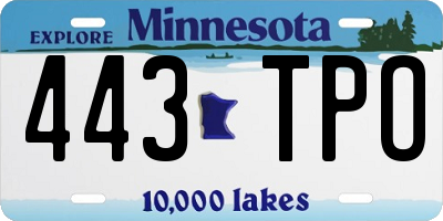 MN license plate 443TPO