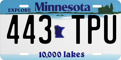MN license plate 443TPU