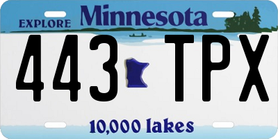 MN license plate 443TPX