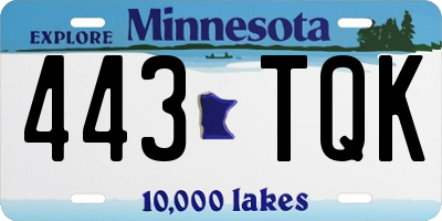 MN license plate 443TQK