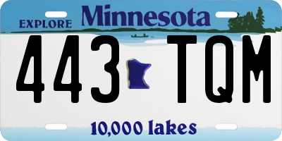 MN license plate 443TQM