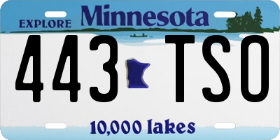 MN license plate 443TSO
