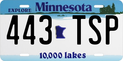MN license plate 443TSP