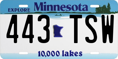 MN license plate 443TSW