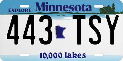 MN license plate 443TSY