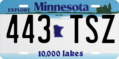 MN license plate 443TSZ