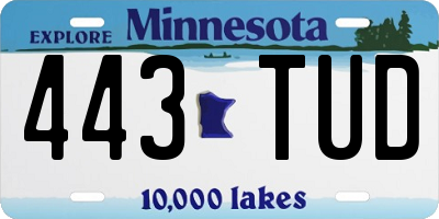 MN license plate 443TUD