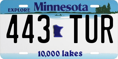MN license plate 443TUR