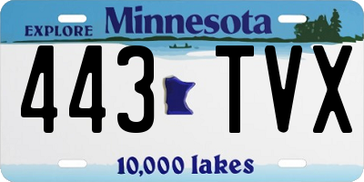 MN license plate 443TVX