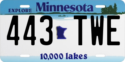 MN license plate 443TWE