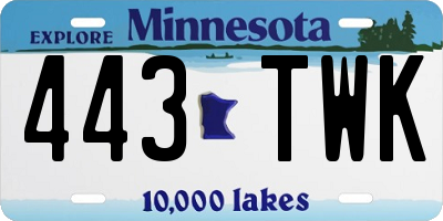 MN license plate 443TWK