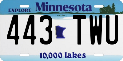 MN license plate 443TWU