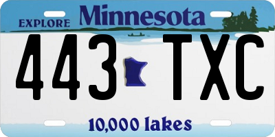 MN license plate 443TXC