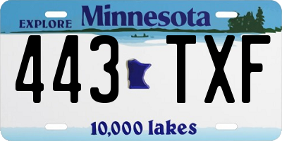 MN license plate 443TXF