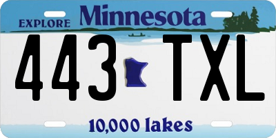 MN license plate 443TXL