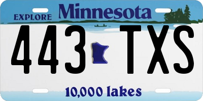 MN license plate 443TXS