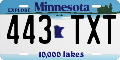 MN license plate 443TXT