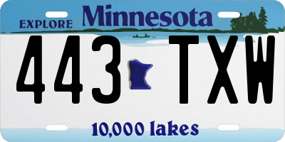 MN license plate 443TXW