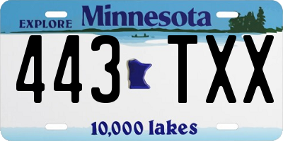 MN license plate 443TXX