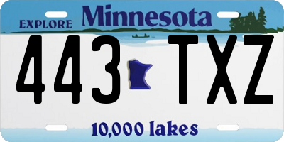 MN license plate 443TXZ