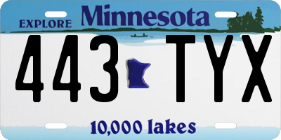 MN license plate 443TYX