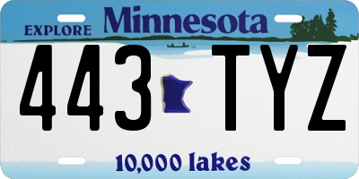 MN license plate 443TYZ