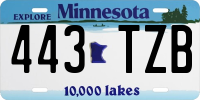 MN license plate 443TZB