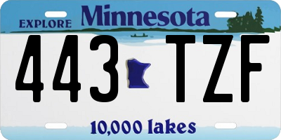 MN license plate 443TZF